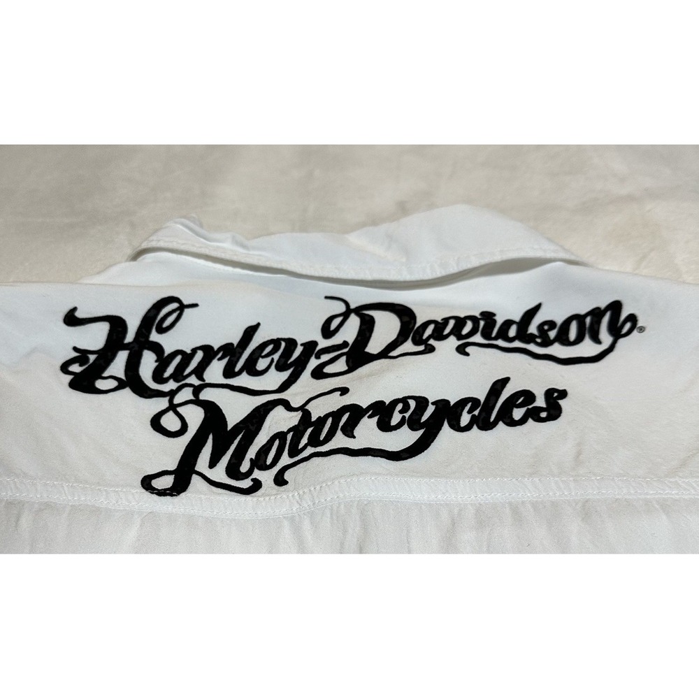 Harley Davidson Sleeveless White Collared Shirt Women's Largeā